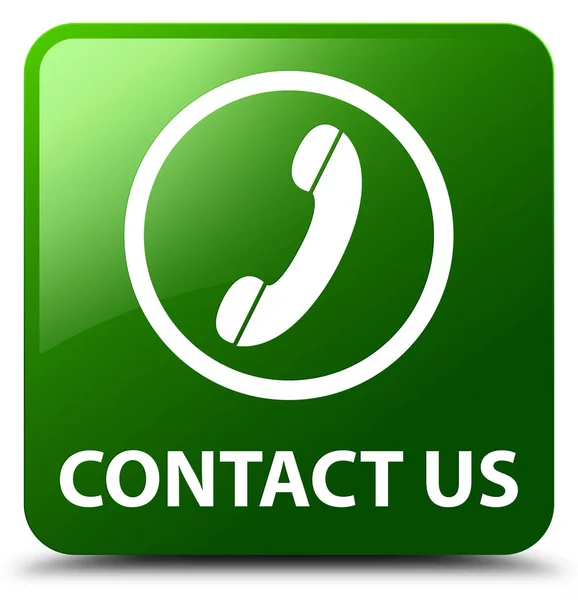 Skontaktuj się z nami (ikona telefonu cały granicy) zielony przycisk kwadratowy — Zdjęcie stockowe