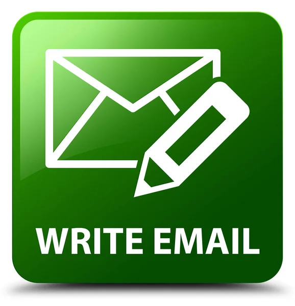 写电子邮件绿色方形按钮 — 图库照片