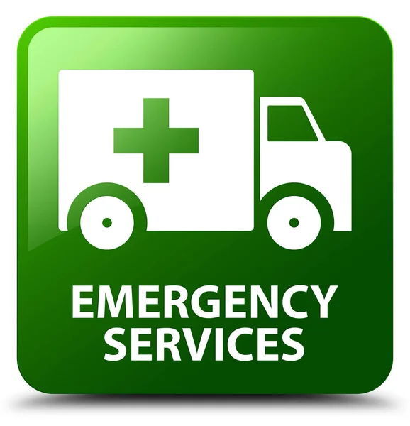 紧急服务绿色方形按钮 — 图库照片