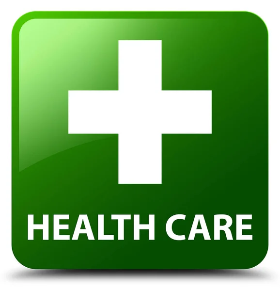 Health care (plus sign) green square button — Stock Photo, Image