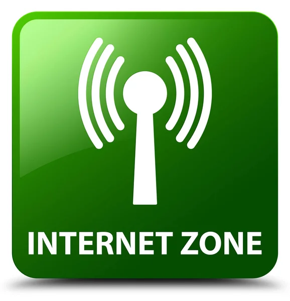 Zona de Internet (rede wlan) botão quadrado verde — Fotografia de Stock