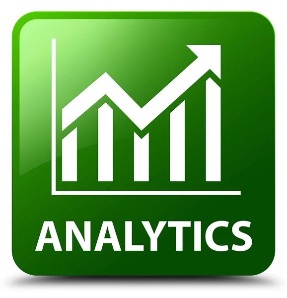 Analytics (icono de las estadísticas) botón cuadrado verde —  Fotos de Stock