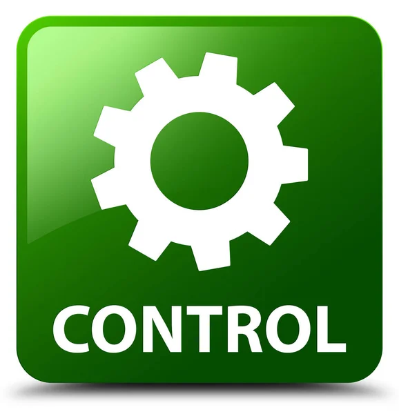 Controle (ícone de configurações) botão quadrado verde — Fotografia de Stock