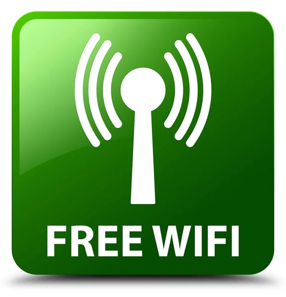Free wifi (wlan network) green square button — Stock Photo, Image