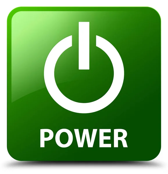 Power groene vierkante knop — Stockfoto