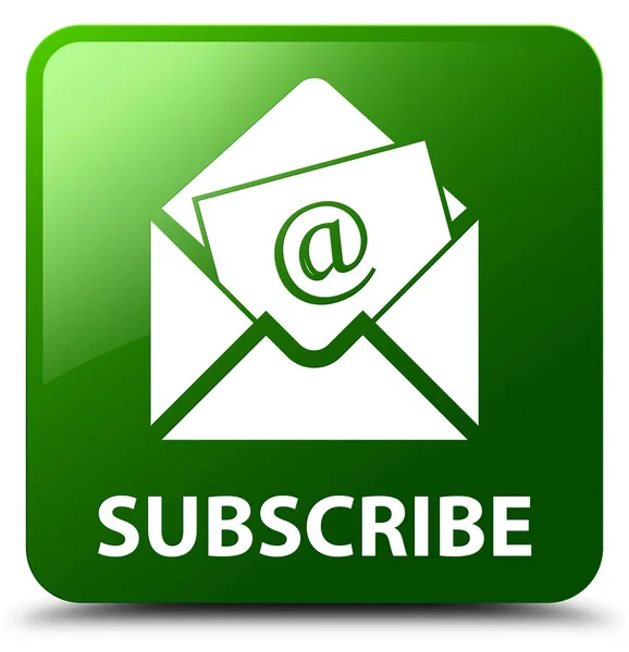 Subscribe (newsletter email icon) green square button — Stock Photo, Image