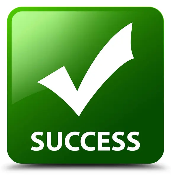 Успіх (перевірка піктограми) зеленої квадратної кнопки — стокове фото
