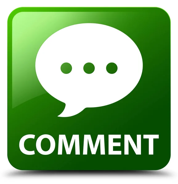 Коментар (піктограма розмови) зелена квадратна кнопка — стокове фото