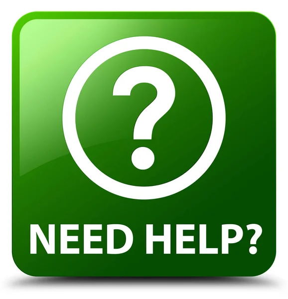 Necesita ayuda (icono de la pregunta) botón cuadrado verde —  Fotos de Stock