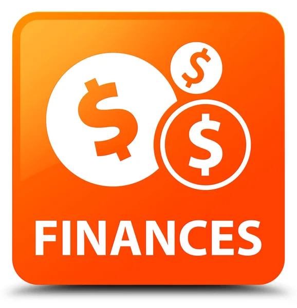 Finanse (znak dolara) pomarańczowy przycisk kwadratowy — Zdjęcie stockowe
