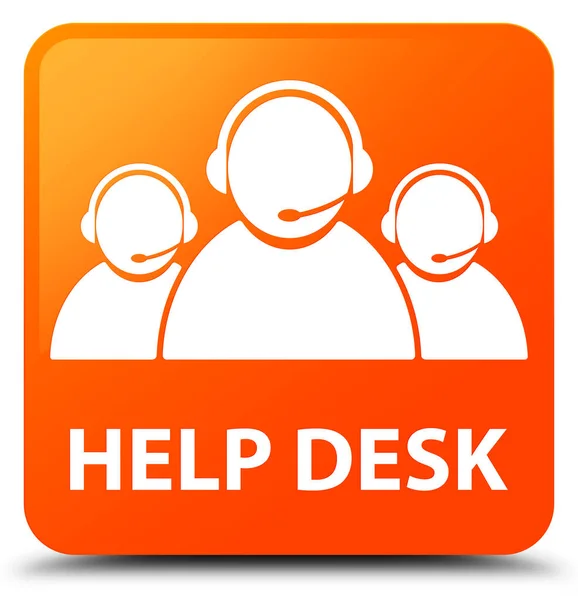 帮助台 （客户关怀团队图标） 橙色方形按钮 — 图库照片