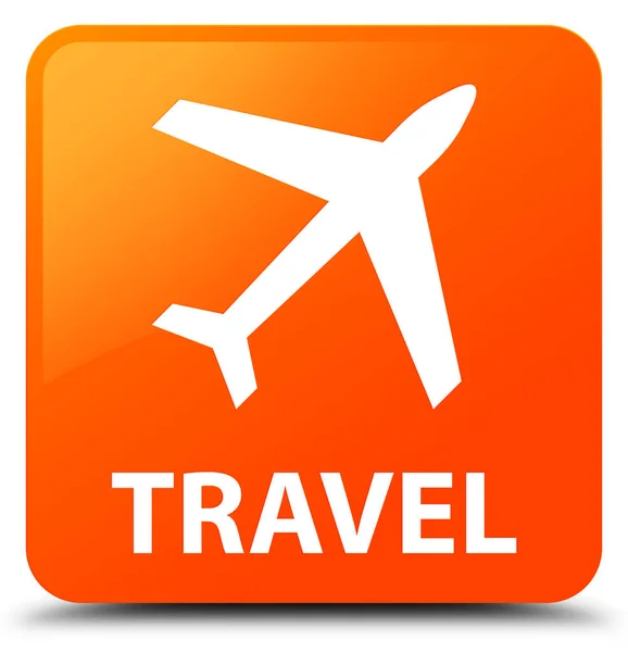 Reise (Flugzeug-Symbol) orange quadratische Taste — Stockfoto