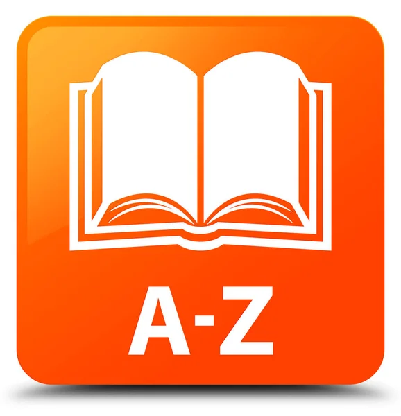 A-Z (значок книги) оранжевая квадратная кнопка — стоковое фото