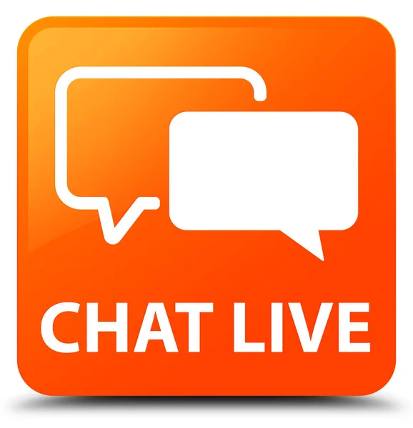 Chat en vivo naranja botón cuadrado — Foto de Stock