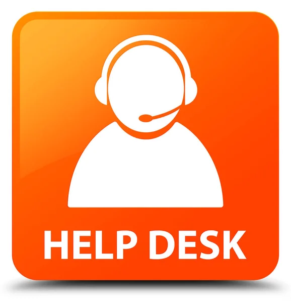 Help desk (customer care ikon) orange fyrkantig knapp — Stockfoto
