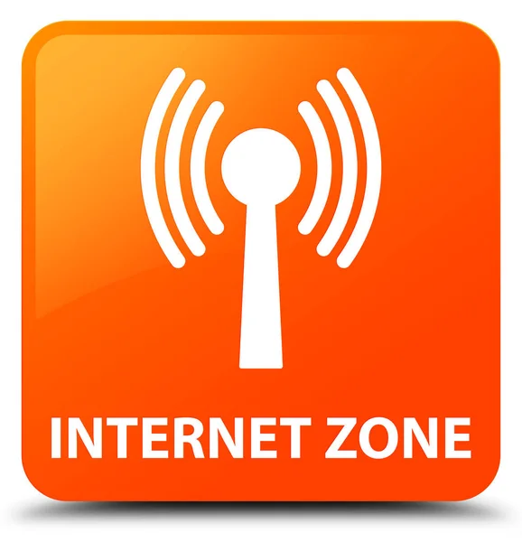 Čtvercové tlačítko Internet zóna (síť wlan) oranžové — Stock fotografie