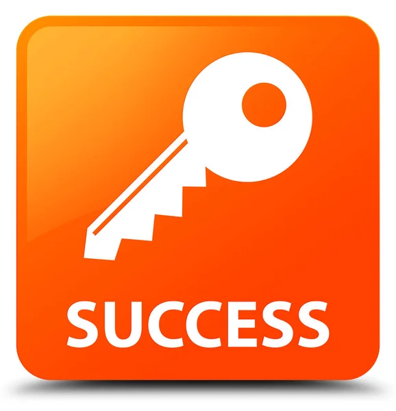 Čtvercové tlačítko úspěch (Ikona klíče) oranžové — Stock fotografie