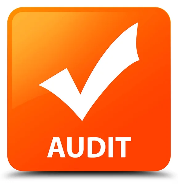 Auditoría (validar icono) botón cuadrado naranja — Foto de Stock
