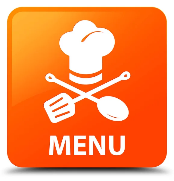 Menu (restaurant icon) orange square button — Stock Photo, Image