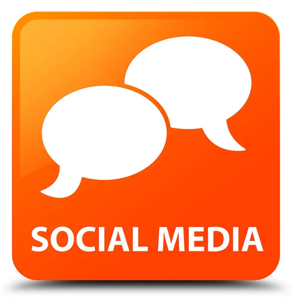 Sociale media (chat zeepbel pictogram) oranje vierkante knop — Stockfoto