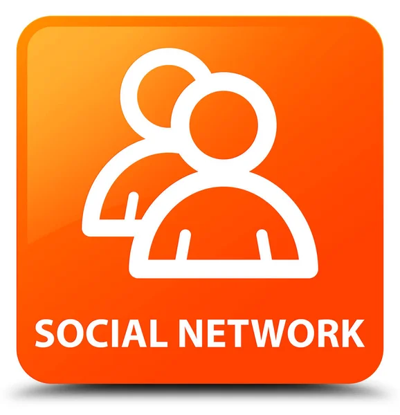 Social network (icona del gruppo) pulsante quadrato arancione — Foto Stock