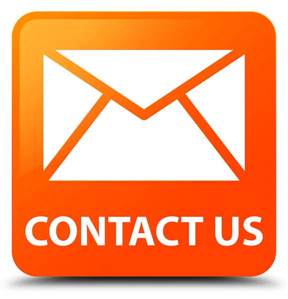 Contattaci (icona e-mail) pulsante quadrato arancione — Foto Stock