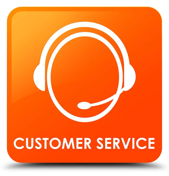 Customer service (customer care ikon) orange fyrkantig knapp — Stockfoto