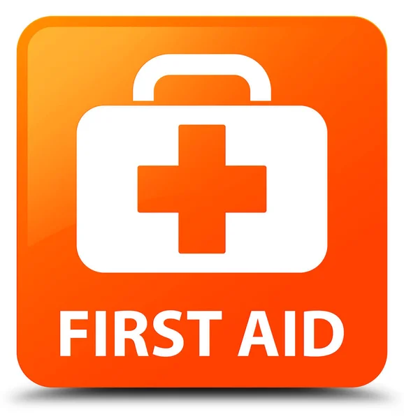 First aid orange square button — Stock Photo, Image