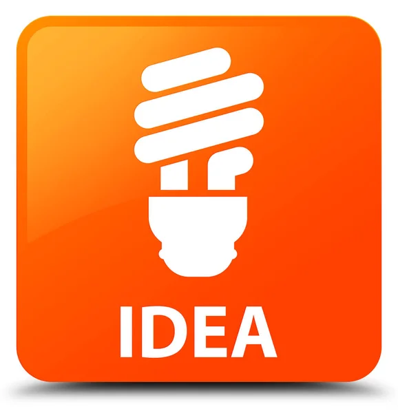 Ideia (ícone da lâmpada) botão quadrado laranja — Fotografia de Stock