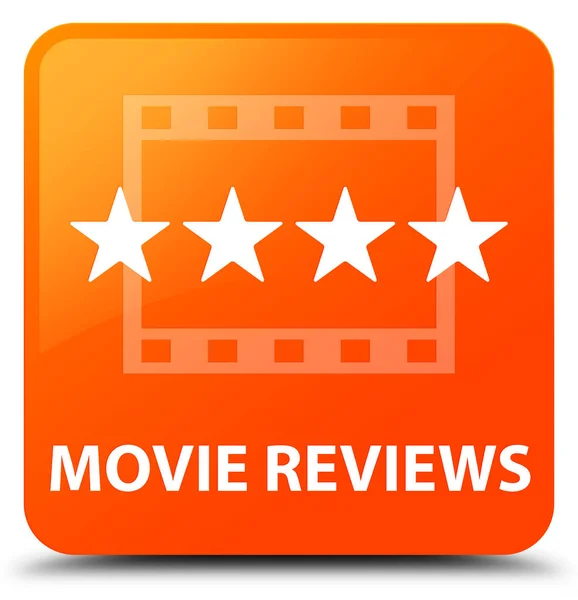 Movie reviews orange square button — Stock Photo, Image