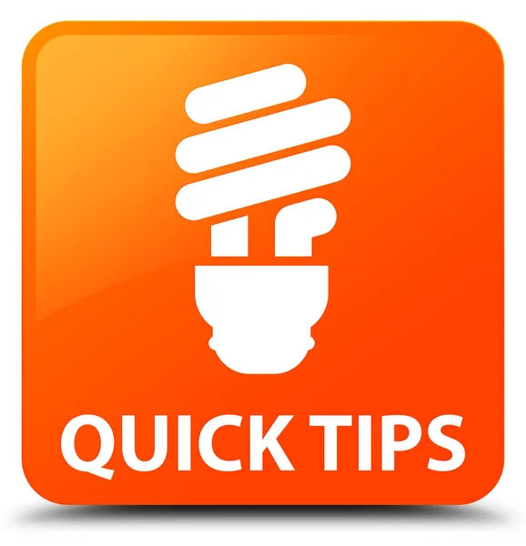 Quick tips (bulb icon) orange square button — Stock Photo, Image