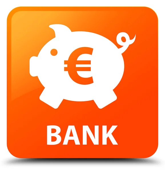 Bank (piggy box euro sign) orange square button — Stock Photo, Image