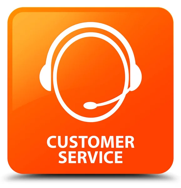 Serviço ao cliente (ícone de atendimento ao cliente) botão quadrado laranja — Fotografia de Stock