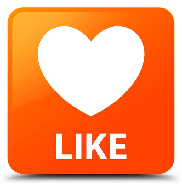 Como (ícone do coração) botão quadrado laranja — Fotografia de Stock