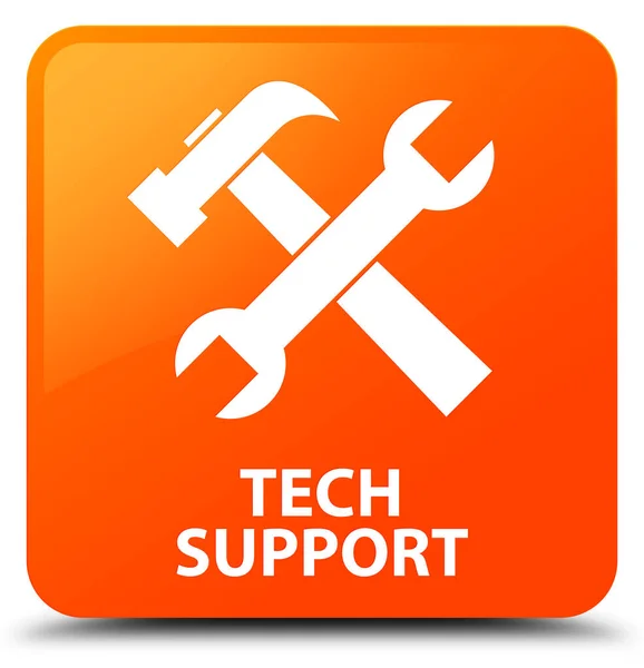 Vierkante knop van tech support (extra pictogram) oranje — Stockfoto