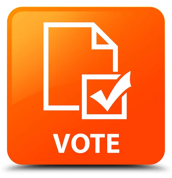 Голосувати (піктограма огляду) помаранчева квадратна кнопка — стокове фото
