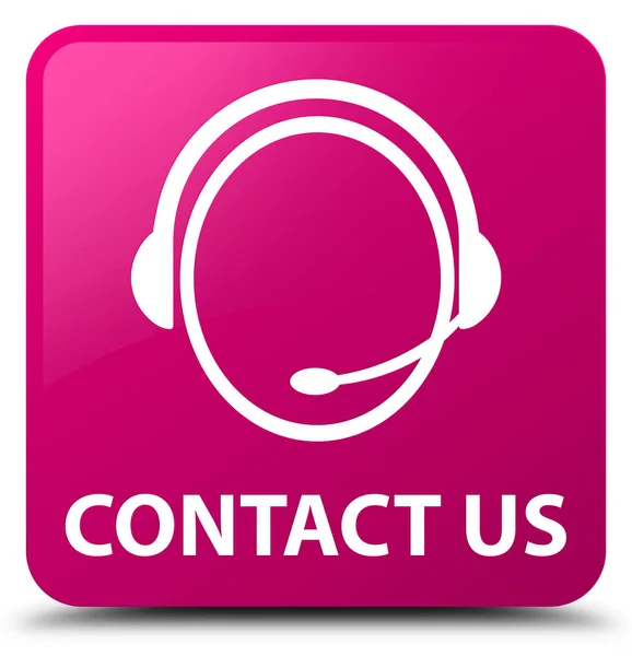 Skontaktuj się z nami (ikona opieka klienta) przycisk różowy kwadrat — Zdjęcie stockowe