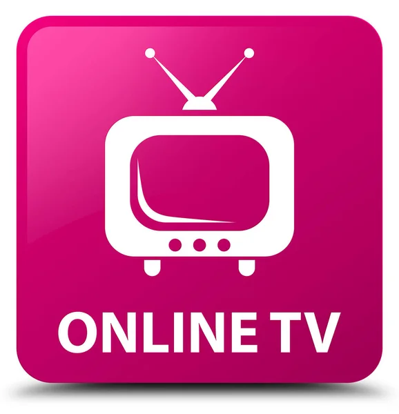 Online tv rosa botão quadrado — Fotografia de Stock