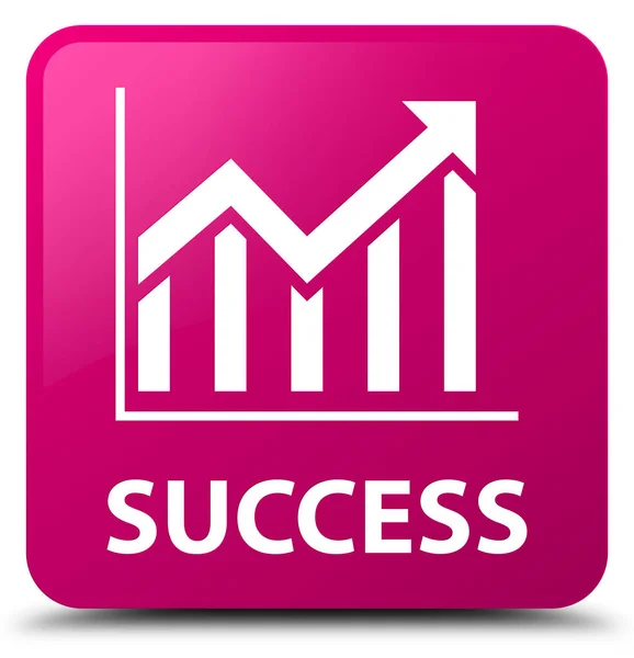 Success (statistics icon) pink square button — Stock Photo, Image