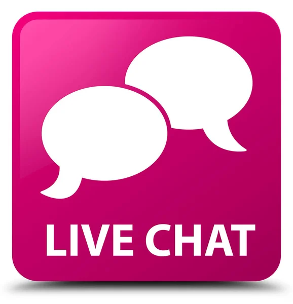 Chat en vivo rosa botón cuadrado —  Fotos de Stock