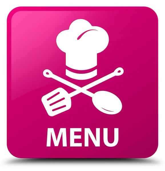 Menu (icône du restaurant) bouton carré rose — Photo
