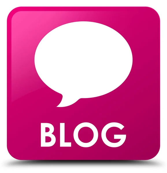 Blog (conversation icon) pink square button — Stock Photo, Image