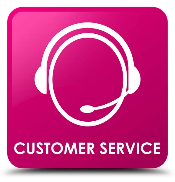 Serviço ao cliente (ícone de atendimento ao cliente) botão quadrado rosa — Fotografia de Stock