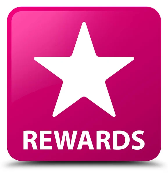 Rewards (star icon) pink square button — Stock Photo, Image