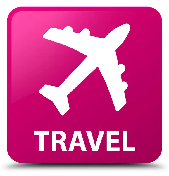 Travel (plane icon) pink square button — Stock Photo, Image