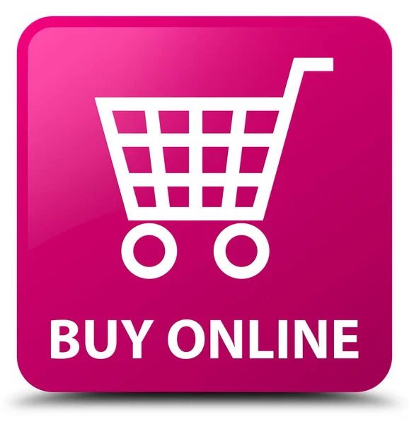 Buy online pink square button — Stock Photo, Image