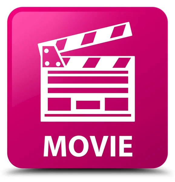 Filme (ícone clipe de cinema) botão quadrado rosa — Fotografia de Stock