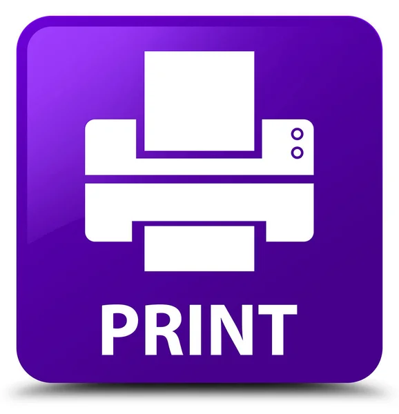 Imprimir (ícone da impressora) botão quadrado roxo — Fotografia de Stock
