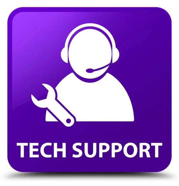 Tech-Unterstützung lila quadratischen Knopf — Stockfoto