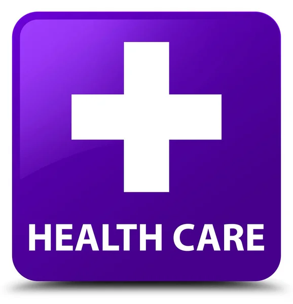 Health care (plus sign) purple square button — Stock Photo, Image